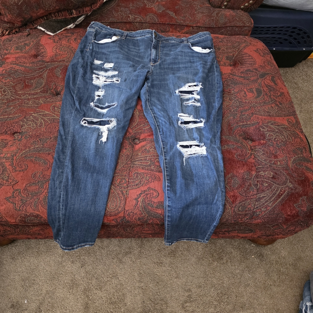 Distressed Blue Jeans